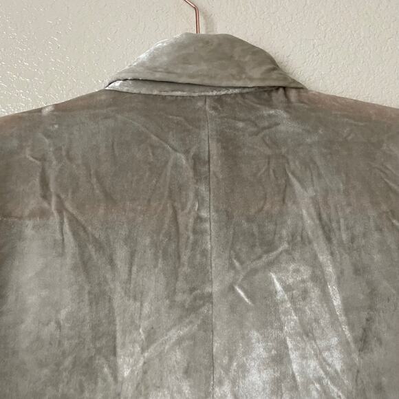 Vince Top Womens Medium Gray Velvet Silk Button Up Front Quiet Luxury Preppy - Picture 7 of 14